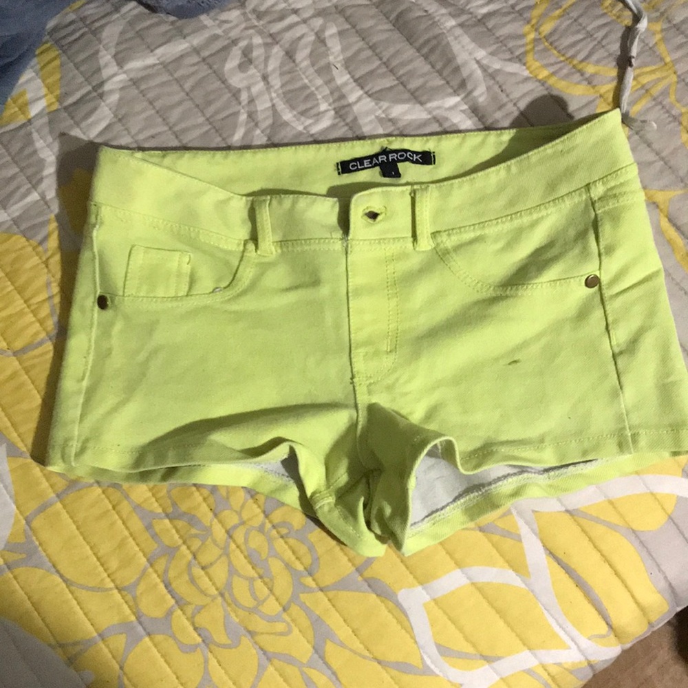 Neon Yellow Clear Rock Shorts